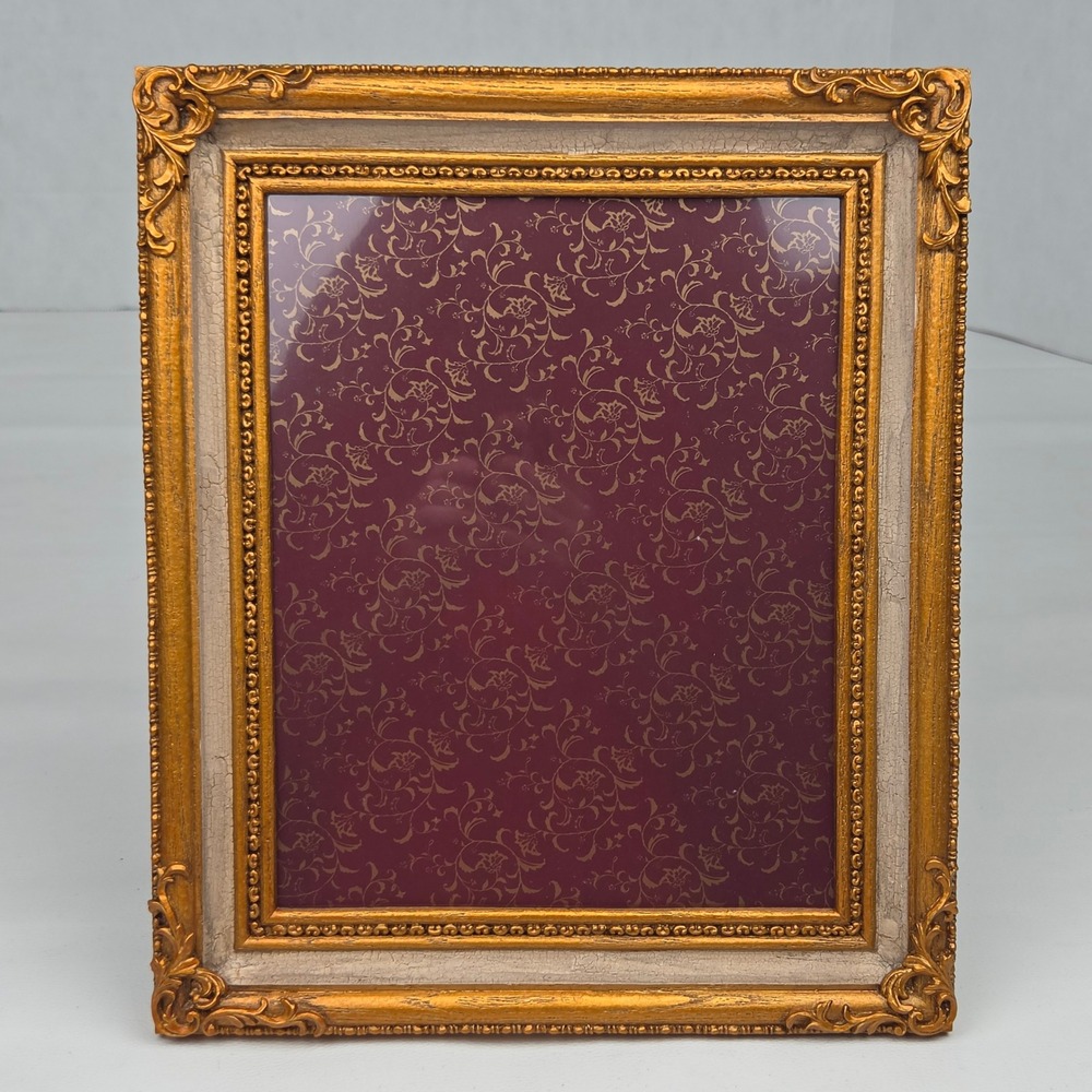 Vintage NOS Ornate Framestyles Gold Crackle 8x10 Wood Picture Frame Regency